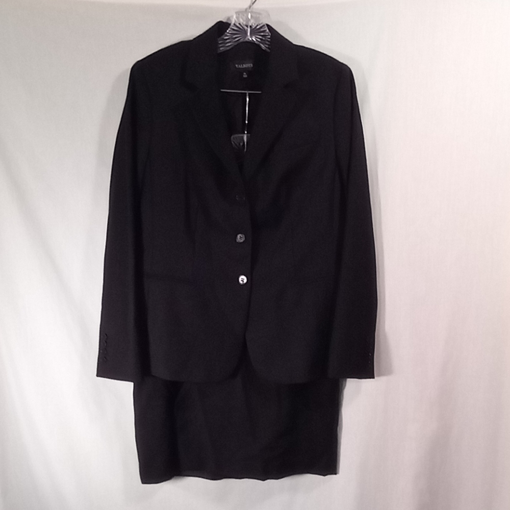Talbots Black Wool  Blend Skirt Jacket Set Size 10